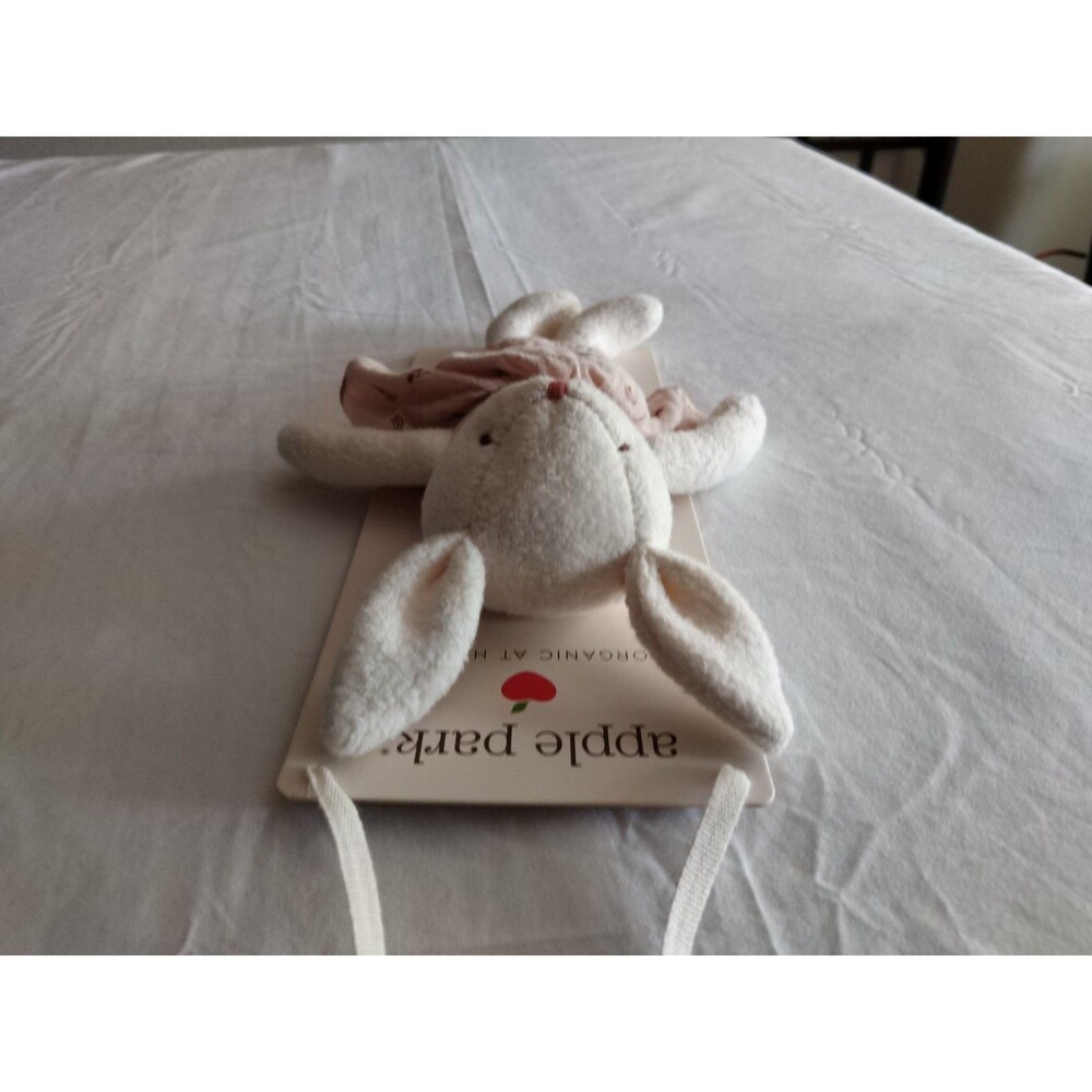 Apple Park Organic Cotton Wht Bunny Plush Pink Rainbow Dres Stuffed Animal 10.5" - Picture 11 of 11